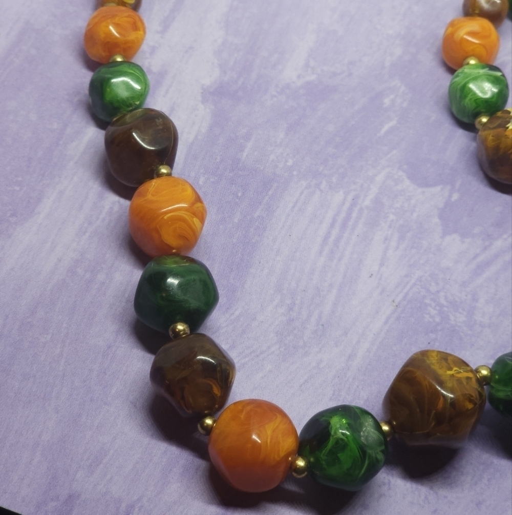 ๐5 For $20 Vintage Pakula Chunk Lucite Beaded Double Strand Necklace - Picture 6 of 7